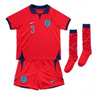 Koszulka piłkarska Anglia Luke Shaw #3 Strój wyjazdowy dla dzieci MŚ 2022 tanio Krótki Rękaw (+ Krótkie spodenki)